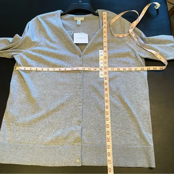 CROFT & BARROW Gray Cardigan Button Down Long Sleeve Top Sweater Plus Sz 1X NEW - Picture 7 of 8